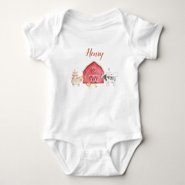 Body Para Bebé Camiseta de cumpleaños con animales de granja y gr (Anverso)