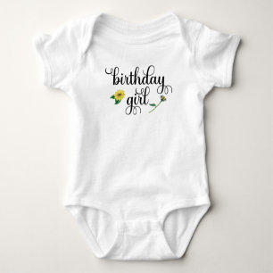 Body Para Bebé Camiseta de cumpleaños de girasol acuarela para ni