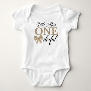 Body Para Bebé Camiseta de cumpleaños Little Miss Onederful