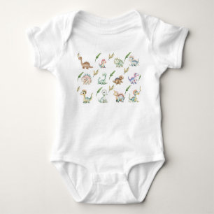 Body Para Bebé Camiseta de dinosaurio de color acuarela