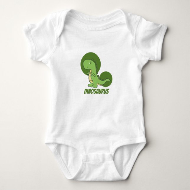 Body Para Bebé Camiseta de dinosaurio moderno verde (Anverso)