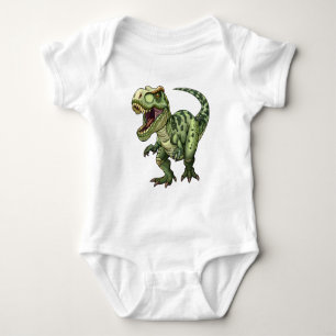 Body Para Bebé Camiseta de Dinosaurio T-Rex Verde - Cute Cartoon 