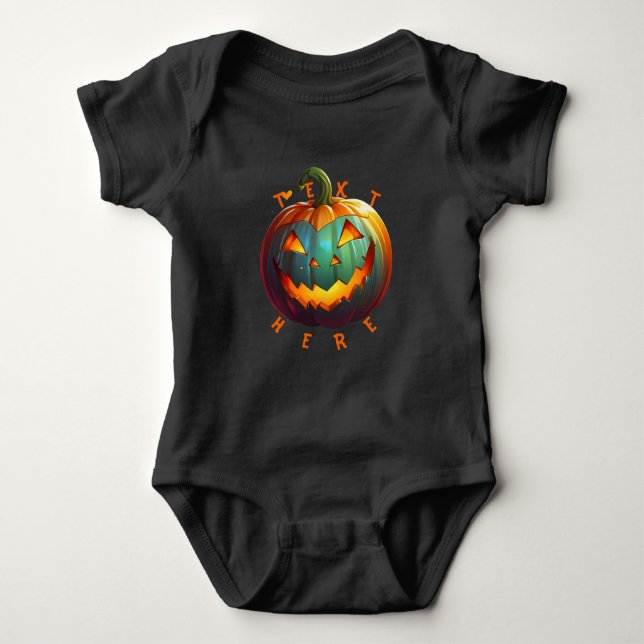 Body Para Bebé Camiseta de diseño de calabaza de Halloween (Anverso)
