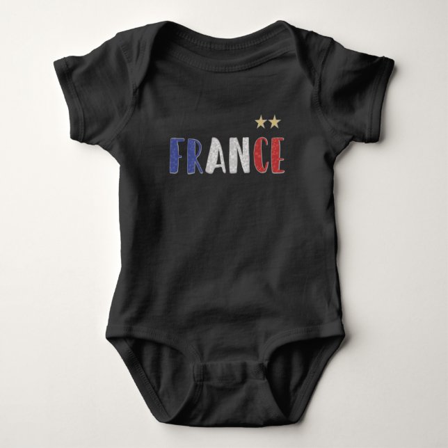 Body Para Bebé Camiseta de fanático del fútbol de Francia Bandera (Anverso)