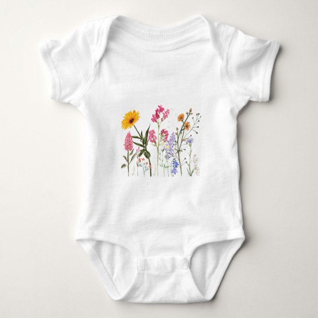 Body Para Bebé Camiseta de flores silvestres, Tee de niños botáni (Anverso)