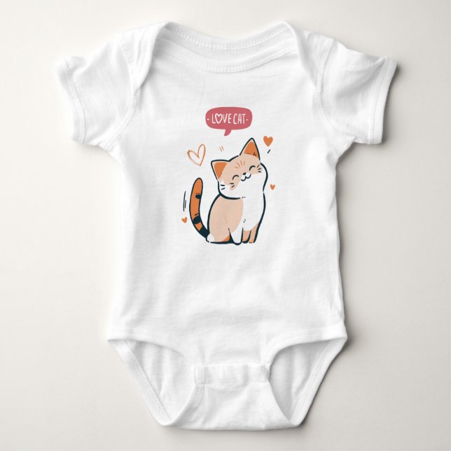 Body Para Bebé Camiseta de gato de amor (Anverso)