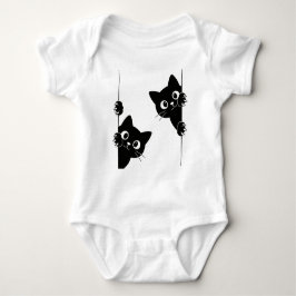 Body Para Bebé Camiseta de gatos negros adorables escondiéndose