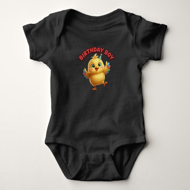 Body Para Bebé Camiseta de globos de cumpleaños de patito | Fiest (Anverso)