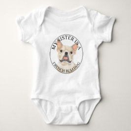 Body Para Bebé Camiseta de hermana mayor de Bulldog Francés crema