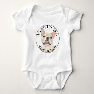 Body Para Bebé Camiseta de hermana mayor de Bulldog Francés crema