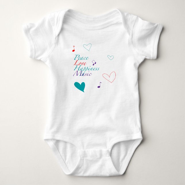 Body Para Bebé Camiseta de la música de la felicidad del amor de (Anverso)