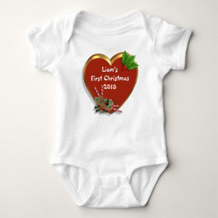 Body Para Bebé Camiseta de la primera Navidad de Babys personaliz