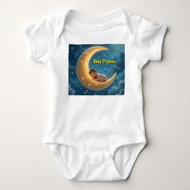 Body Para Bebé Camiseta de luna para bebé dormilón (blanco) (Anverso)