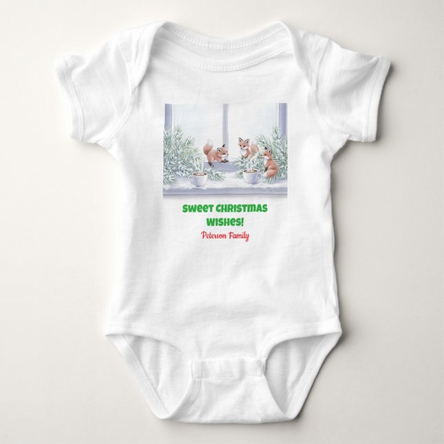 Body Para Bebé Camiseta de Navidades familiares - Cosmosa escena  (Anverso)