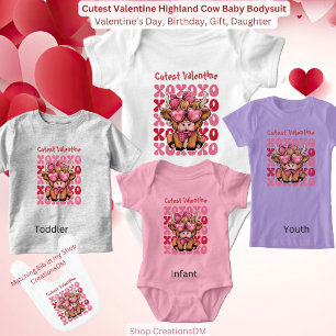 Body Para Bebé Camiseta de niño/a más linda de la vaca Highland d