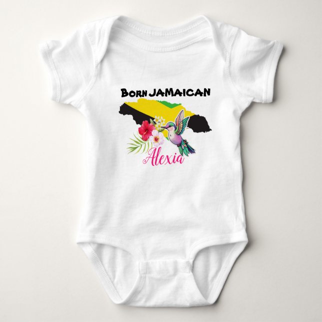 Body Para Bebé Camiseta de nombre personalizado jamaiquino nacida (Anverso)