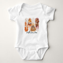 Body Para Bebé Camiseta de otoño Salmo 23:4 Fe sobre Miedo