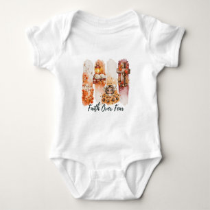 Body Para Bebé Camiseta de otoño Salmo 23:4 Fe sobre Miedo