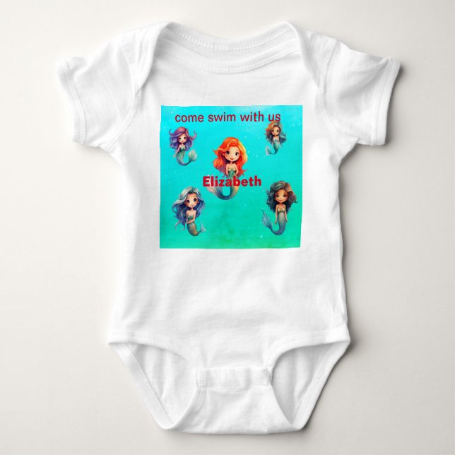 Body Para Bebé Camiseta de Sirena Encantadora (Anverso)