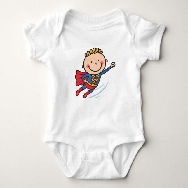 Body Para Bebé Camiseta de superhéroe de dibujos animados para ni (Anverso)