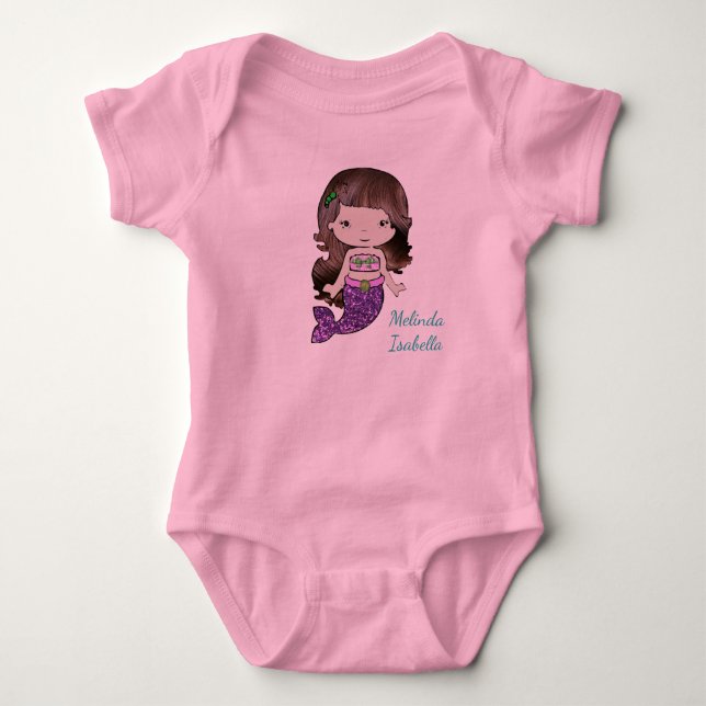 Body Para Bebé Camiseta de una pieza personalizada de sirena para (Anverso)
