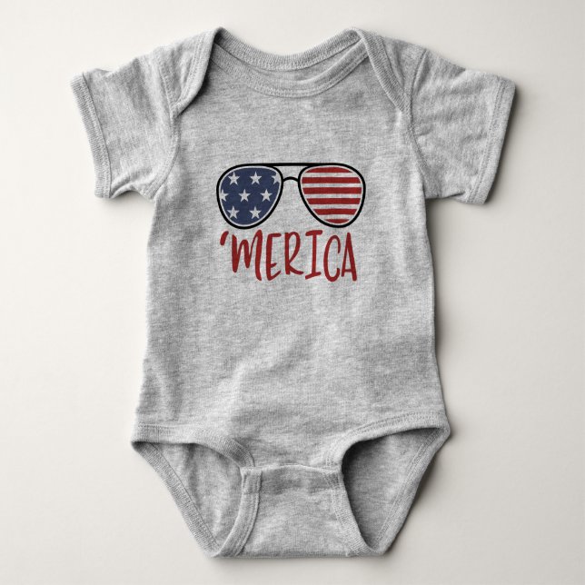 Body Para Bebé Camiseta de verano de lentes de sol de Merica 4 de (Anverso)