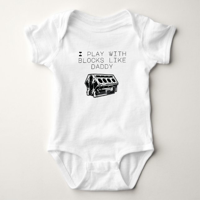 Body Para Bebé Camiseta del bloque de motor con el papá (Anverso)