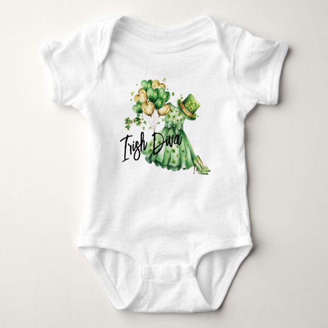 Body Para Bebé Camiseta del cuerpo infantil irlandés Diva St. Pat (Anverso)