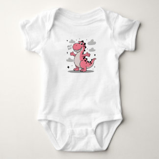Body Para Bebé Camiseta del dinosaurio rosa para niños, Hola tío
