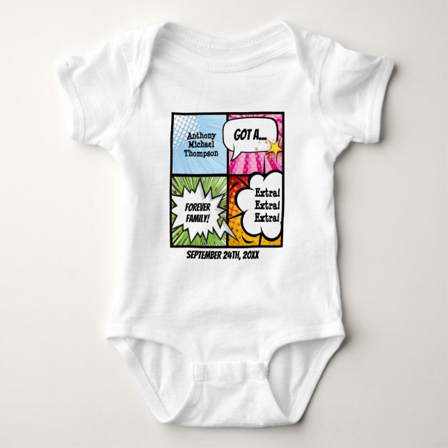 Body Para Bebé Camiseta del fiesta de la adopción del estilo del (Anverso)