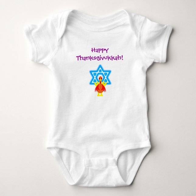 Body Para Bebé Camiseta divertida de los pavos de Thanksgivukkah (Anverso)