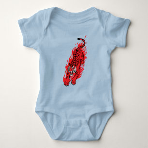 Body Para Bebé Camiseta Fiera Bestia de Fuego Tigre Rojo Llamarad
