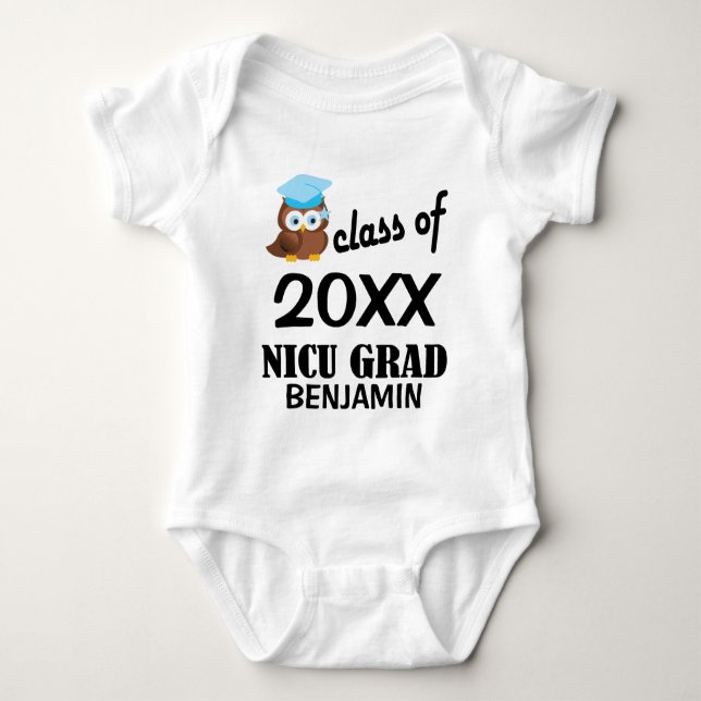 Body Para Bebé Camiseta graduada personalizada búho del bebé del (Anverso)