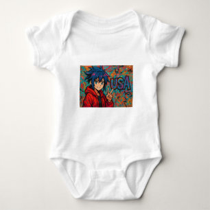 Body Para Bebé Camiseta gráfica de anime rojo atrevido USA