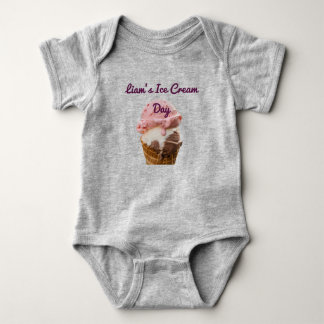 Body Para Bebé Camiseta gris del día del helado personalizado par