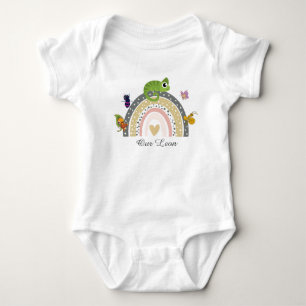 Body Para Bebé Camiseta infantil de la selva, arcoíris y camaleón