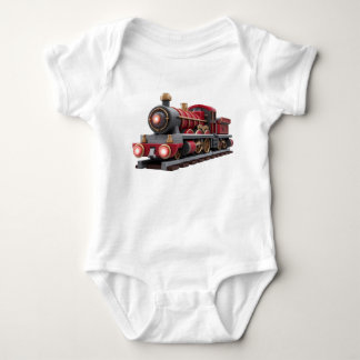 Body Para Bebé Camiseta infantil de tren de vapor rojo clásico -
