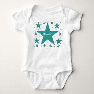 Body Para Bebé Camiseta infantil superestrella, Verde azulada