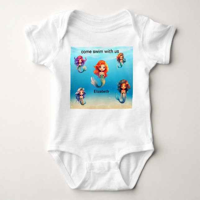 Body Para Bebé Camiseta Lovely Mermaid (Anverso)