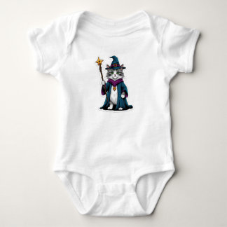 Body Para Bebé Camiseta Mini gato mago con varita mágica