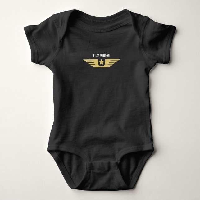 Body Para Bebé Camiseta negra piloto (Anverso)