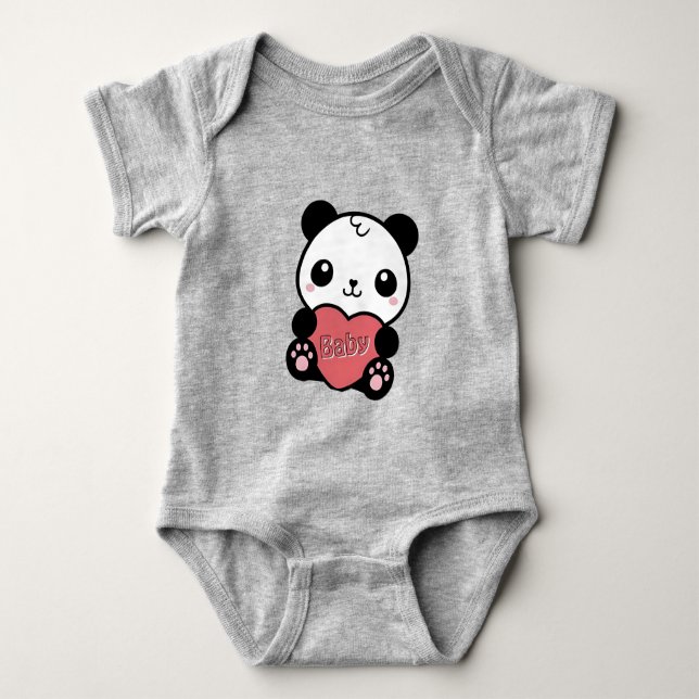Body Para Bebé Camiseta Panda Baby con corazón (Anverso)