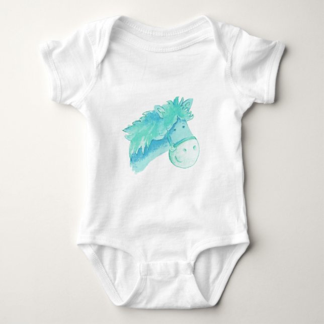 Body Para Bebé Camiseta para niños Pony horse aqua (Anverso)