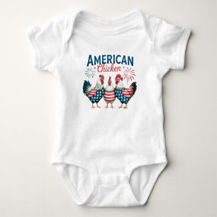 Body Para Bebé Camiseta Patriótica Americana de Pollo del 4 de Ju