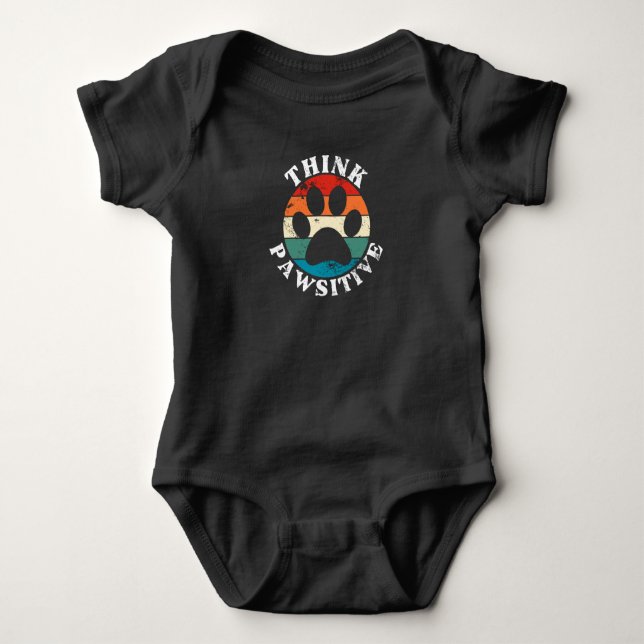 Body Para Bebé Camiseta Pensar Pata De Perro Positiva (Anverso)