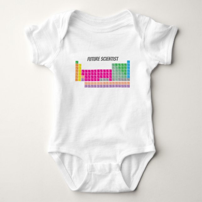 Body Para Bebé Camiseta periódica de mesa para futuros científico (Anverso)