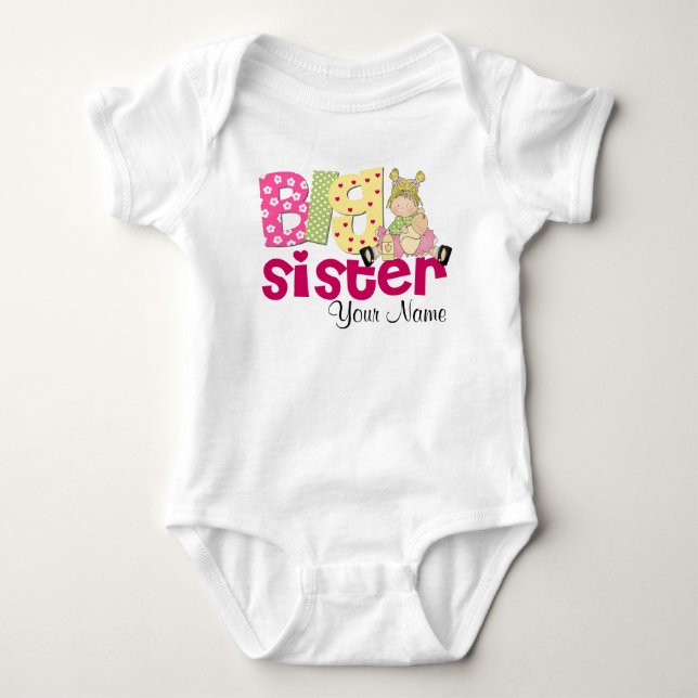 Body Para Bebé Camiseta personalizada Big Sister Doll (Anverso)