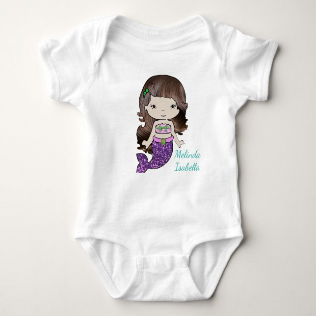 Body Para Bebé Camiseta personalizada de bebé de sirena de una pi (Anverso)