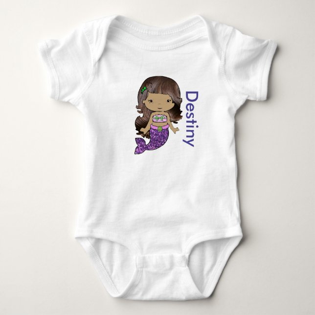Body Para Bebé Camiseta personalizada de bebé de sirena de una pi (Anverso)