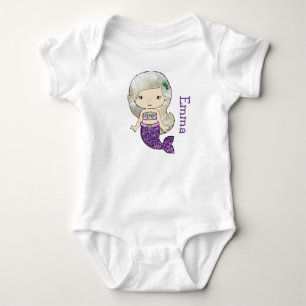 Body Para Bebé Camiseta personalizada de bebé de sirena de una pi
